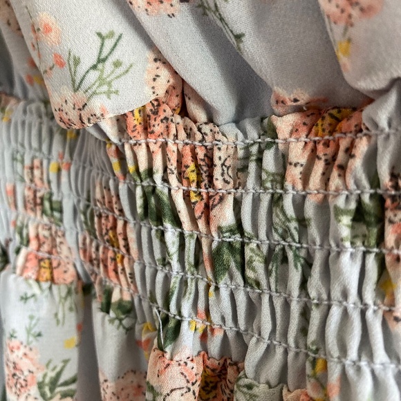 MIKAROSE NWT The Jessa Bluebell Tiered Midi Flutter Sleeve Floral Dress - Picture 10 of 13